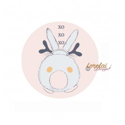 BADGE LAPIN DOS NATURE BLANCHE